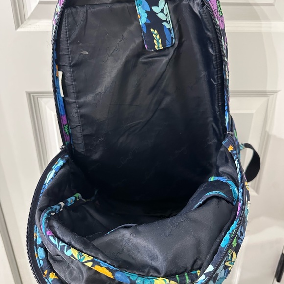 Vera Bradley Navy Quilted Floral Backpack with Blue, Purple & Yellow Accents - Picture 9 of 13